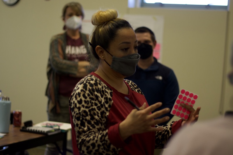 Woman presenting to a room